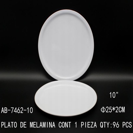 [AB-7462-10 [96 PZS/CAJA]] [AB-7462-10] PLATO DE MELAMINA