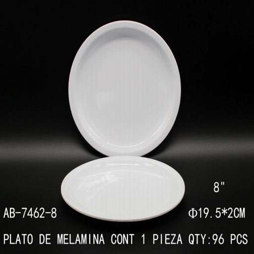 [AB-7462-8 [96 PZS/CAJA]] [AB-7462-8] PLATO DE MELAMINA