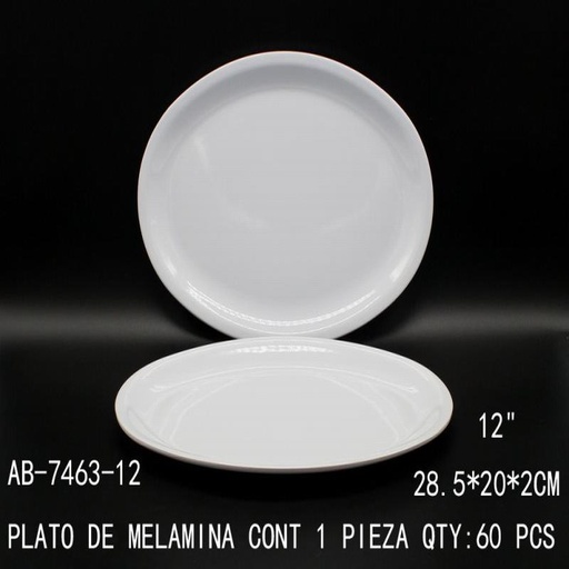 [AB-7463-12 [60 PZS/CAJA]] [AB-7463-12] PLATO DE MELAMINA