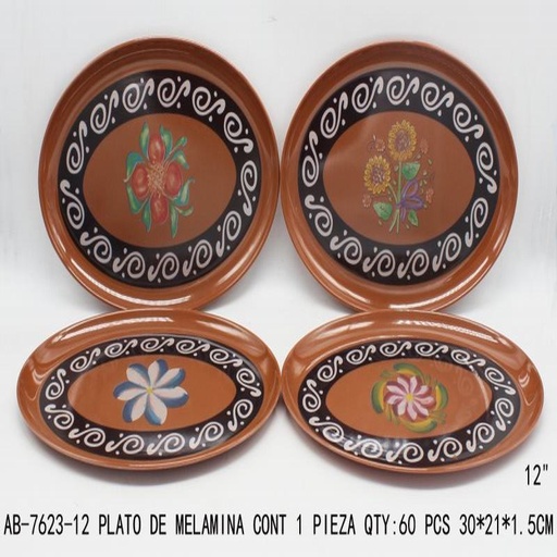 [AB-7623-12 [60 PZS/CAJA]] [AB-7623-12] PLATO DE MELAMINA