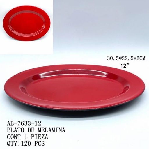 [AB-7633-12 [120 PZS/CAJA]] [AB-7633-12] PLATO DE MELAMINA