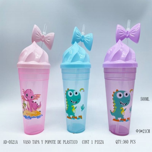 [AD-0521A [360 PZS/CAJA]] [AD-0521A] VASO TAPA Y POPOTE DE PLASTICO