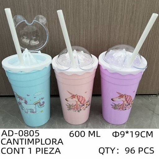 [AD-0805 [360 PZS/CAJA]] [AD-0805] VASO TAPA Y POPOTE DE PLASTICO