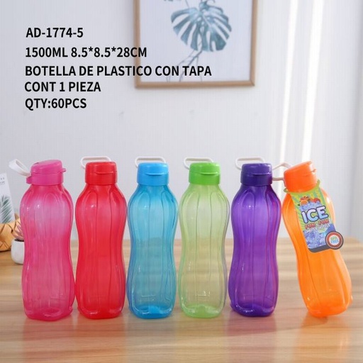 [AD-1774-5 [60 PZS/CAJA]] [AD-1774-5] BOTELLA DE PLASTICO CON TAPA