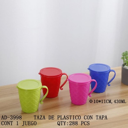[AD-3998 [288 PZS/CAJA]] [AD-3998] TAZA DE PLASTICO CON TAPA