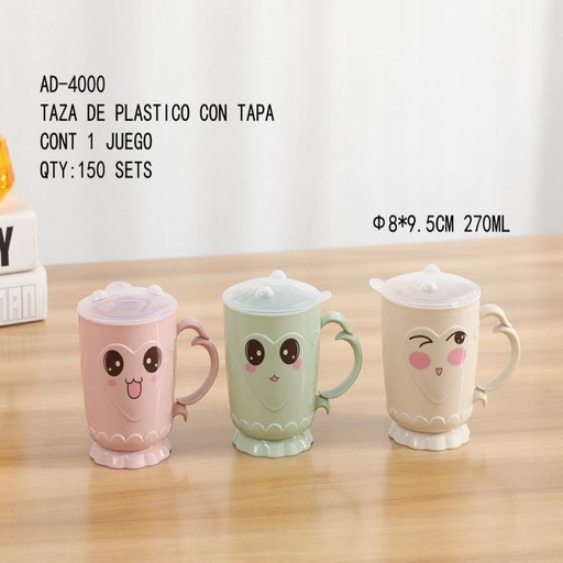 [AD-4000 [150 PZS/CAJA]] [AD-4000] TAZA DE PLASTICO CON TAPA
