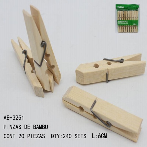 [AE-3251 [240 PZS/CAJA]] [AE-3251] PINZAS DE BAMBU