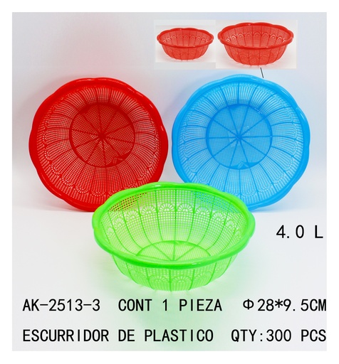 [AK-2513-3 [300 PZS/CAJA]] [AK-2513-3] ESCURRIDOR DE PLASTICO