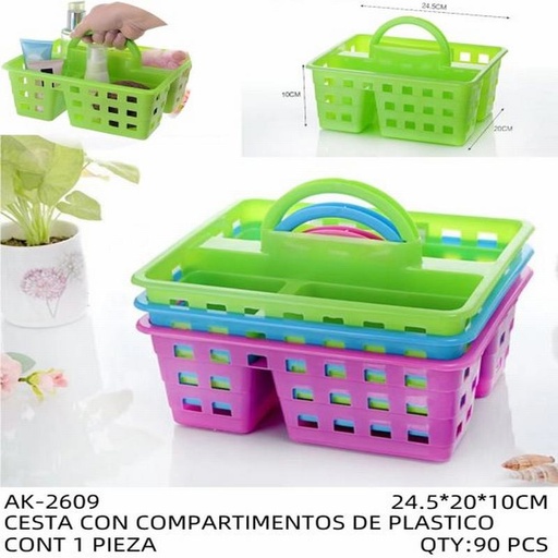 [AK-2609 [90 PZS/CAJA]] [AK-2609] CESTA CON COMPARTIMENTOS DE PLASTICO