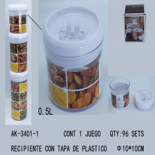 [AK-3401-1 [96 PZS/CAJA]] [AK-3401-1] RECIPIENTE CON TAPA DE PLASTICO