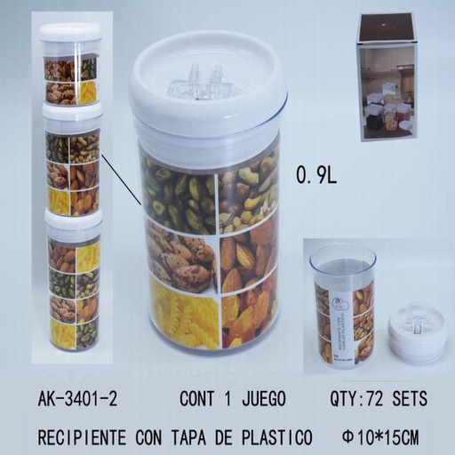 [AK-3401-2 [72 PZS/CAJA]] [AK-3401-2] RECIPIENTE CON TAPA DE PLASTICO
