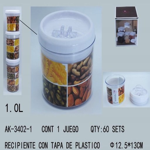 [AK-3402-1 [60 PZS/CAJA]] [AK-3402-1] RECIPIENTE CON TAPA DE PLASTICO
