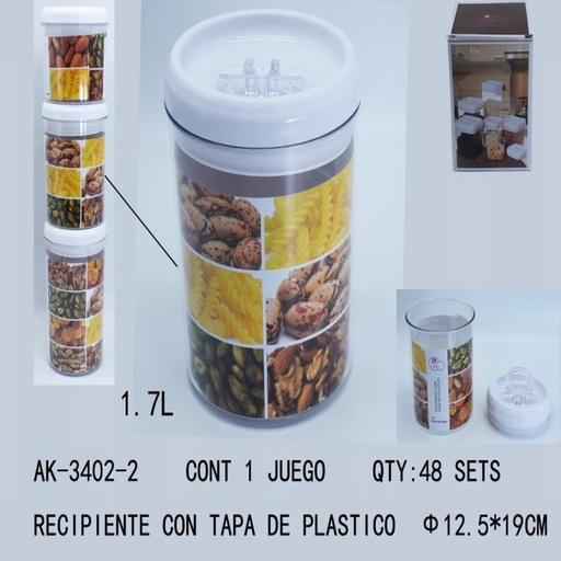 [AK-3402-2 [48 PZS/CAJA]] [AK-3402-2] RECIPIENTE CON TAPA DE PLASTICO