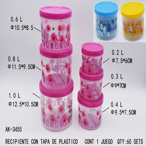 [AK-3455 [60 PZS/CAJA]] [AK-3455] RECIPIENTE CON TAPA DE PLASTICO
