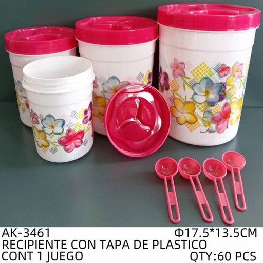 [AK-3461 [60 PZS/CAJA]] [AK-3461] RECIPIENTE CON TAPA DE PLASTICO