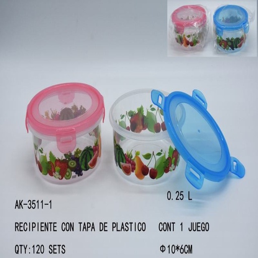 [AK-3511-1 [120 PZS/CAJA]] [AK-3511-1] RECIPIENTE CON TAPA DE PLASTICO