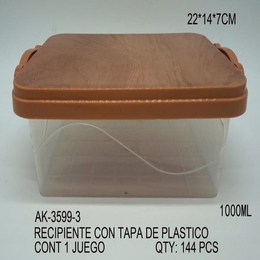 [AK-3599-3 [144 PZS/CAJA]] [AK-3599-3] RECIPIENTE CON TAPA DE PLASTICO