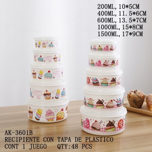 [AK-3601B [48 PZS/CAJA]] [AK-3601B] RECIPIENTE CON TAPA DE PLASTICO