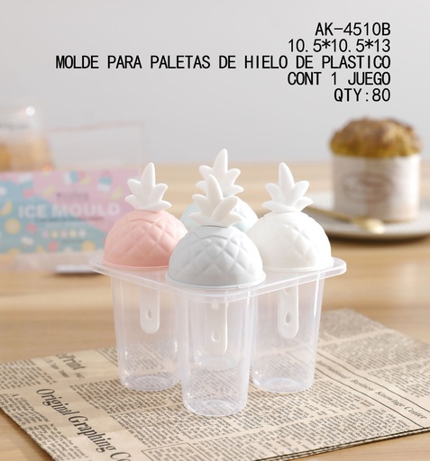 [AK-4510B [80 PZS/CAJA]] [AK-4510B] MOLDE PARA PALETAS DE HIELO DE PLASTICO