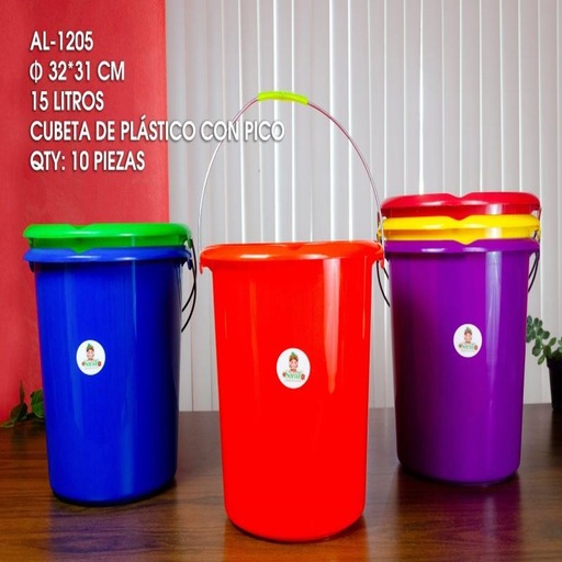 [AL-1205 [10 PZS/CAJA]] [AL-1205] CUBETA DE PLASTICO DE 15L CON PICO