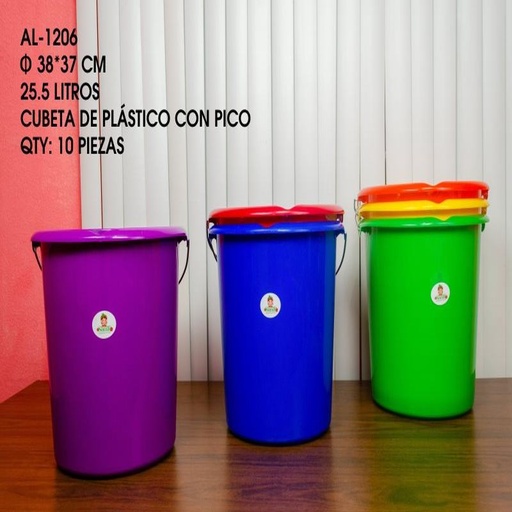 [AL-1206 [10 PZS/CAJA]] [AL-1206] CUBETA DE PLASTICO 25.5L CON PICO