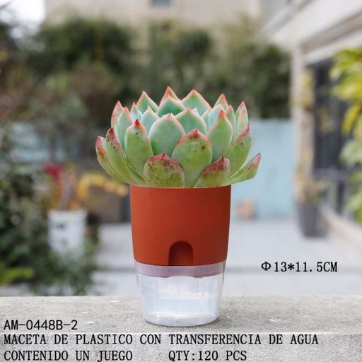 [AM-0448B-2 [120 PZS/CAJA]] [AM-0448B-2] MACETA DE PLASTICO CON TRANSFERENCIA DE AGUA